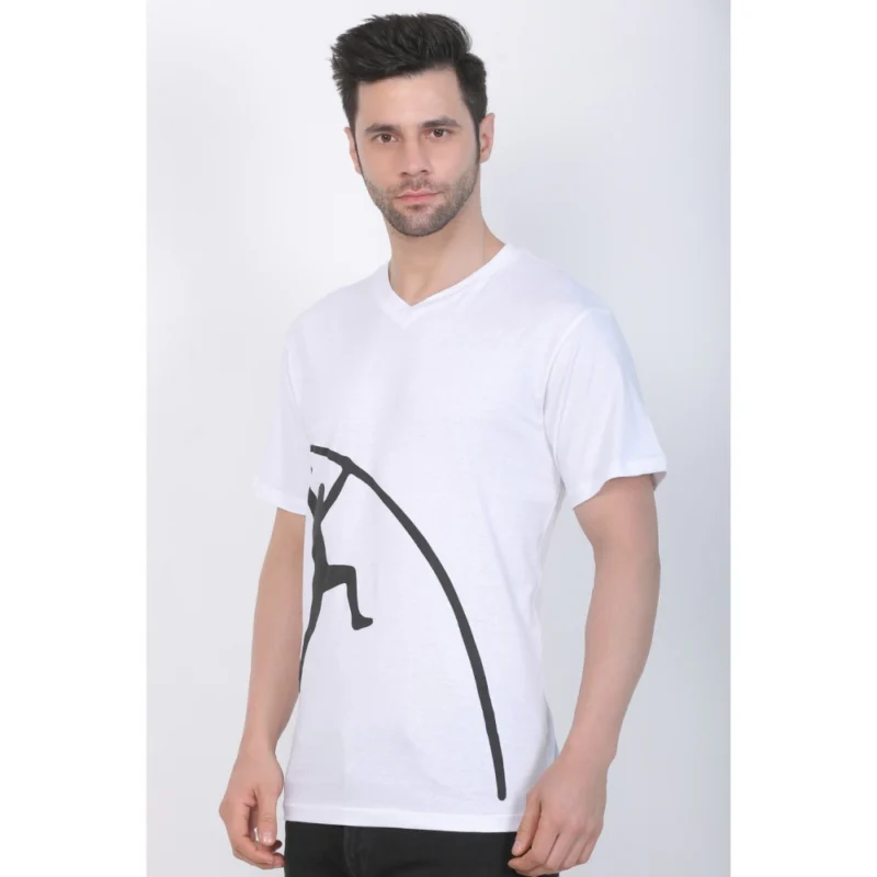 Generic Men's Cotton Jersey V Neck Printed Tshirt (White) - Image 7