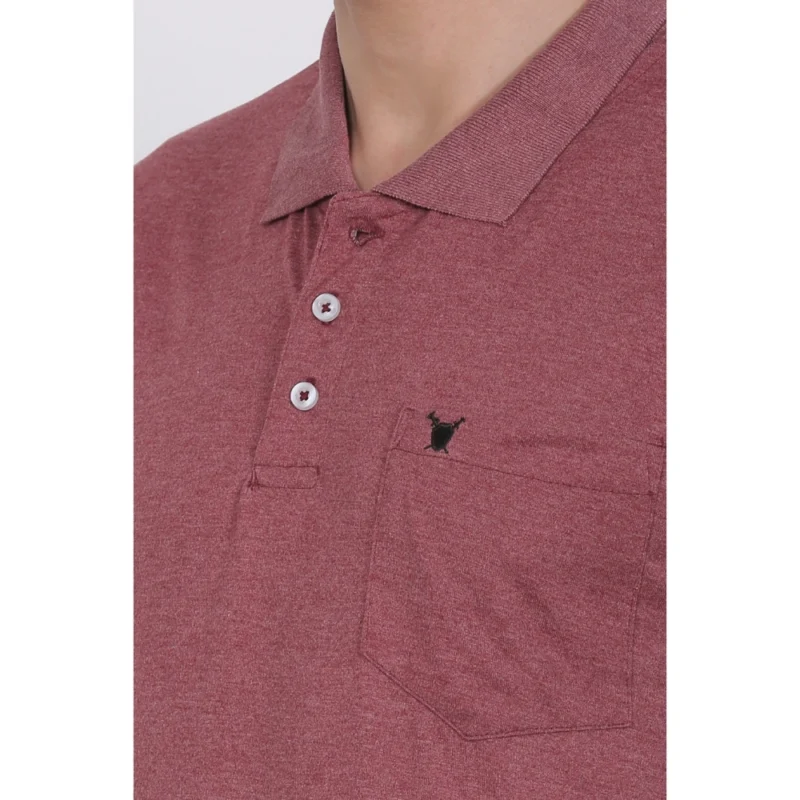 Generic Men's Poly Viscose Polo Plain Tshirt (Maroon Melange) - Image 5