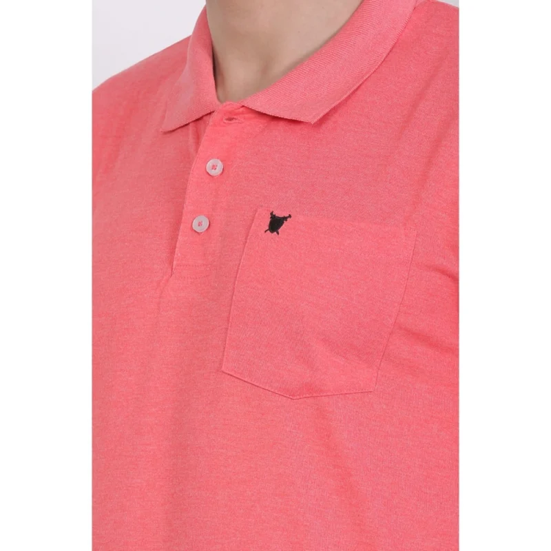 Generic Men's Poly Viscose Polo Plain Tshirt (Red Melange) - Image 6