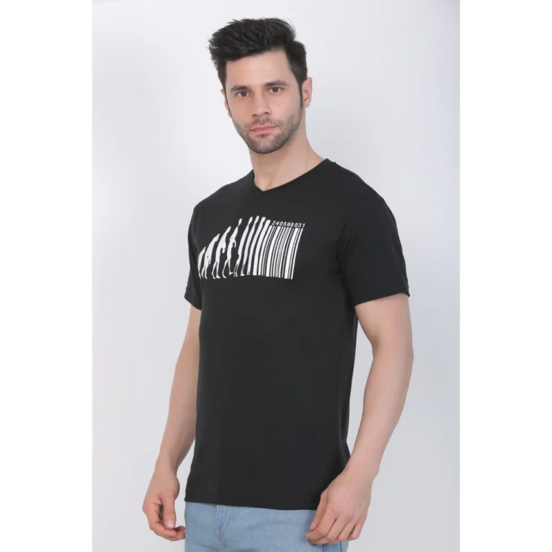 Generic Men's Cotton Jersey V Neck Printed Tshirt (Black) - Image 8