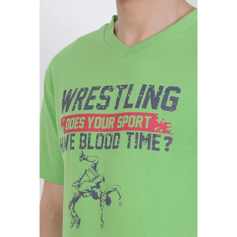 Generic Men's Cotton Jersey V Neck Printed Tshirt (Pale Green) - Image 5