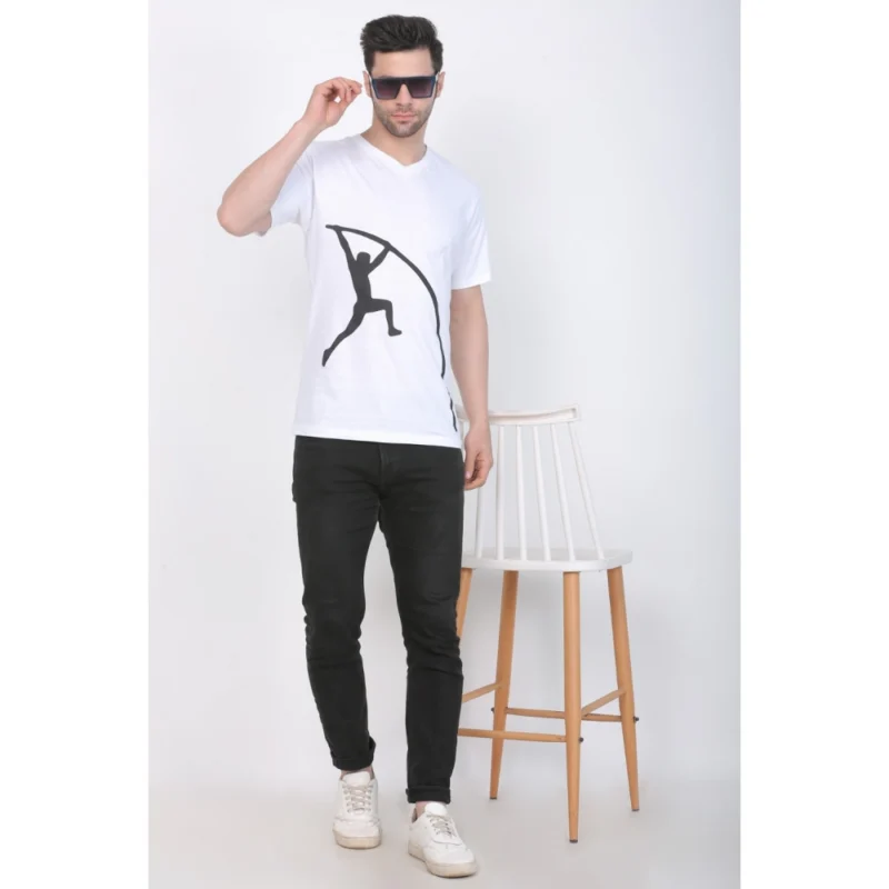 Generic Men's Cotton Jersey V Neck Printed Tshirt (White) - Image 3