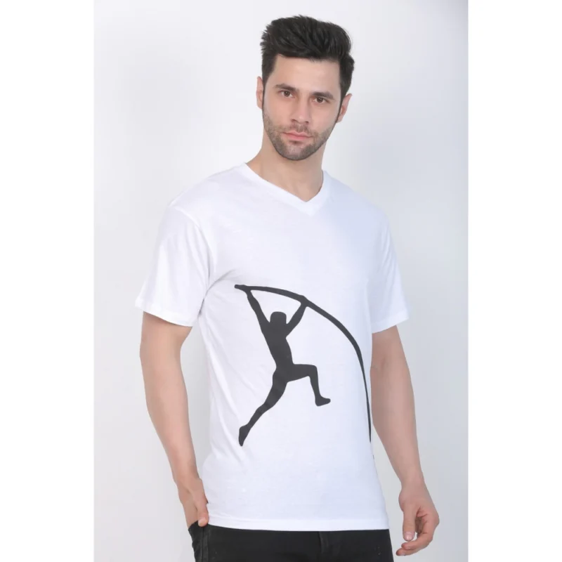Generic Men's Cotton Jersey V Neck Printed Tshirt (White) - Image 5