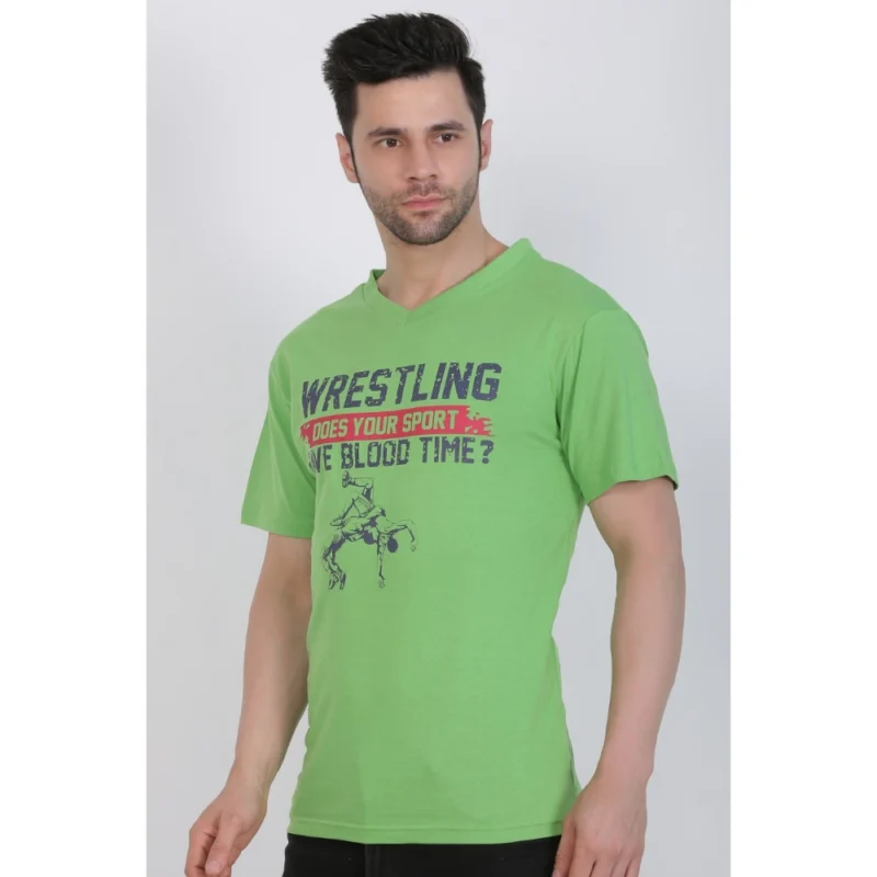 Generic Men's Cotton Jersey V Neck Printed Tshirt (Pale Green) - Image 8