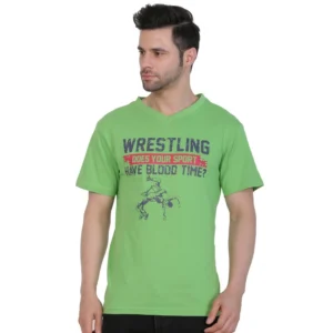 Generic Men's Cotton Jersey V Neck Printed Tshirt (Pale Green)