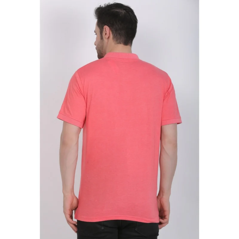 Generic Men's Poly Viscose Polo Plain Tshirt (Red Melange) - Image 2