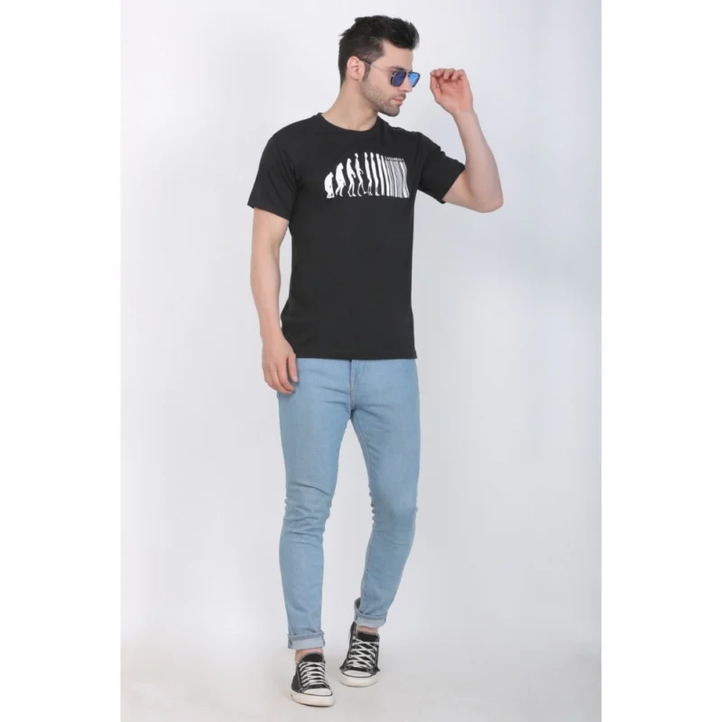 Generic Men's Cotton Jersey Round Neck Printed Tshirt (Black) - Image 4