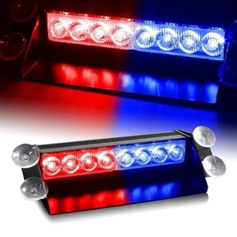 Generic 8 Led Police Car Flashing Lights Interior Light Car Led 12 V, 12 W Universal For Car (Red and Blue) - Image 2