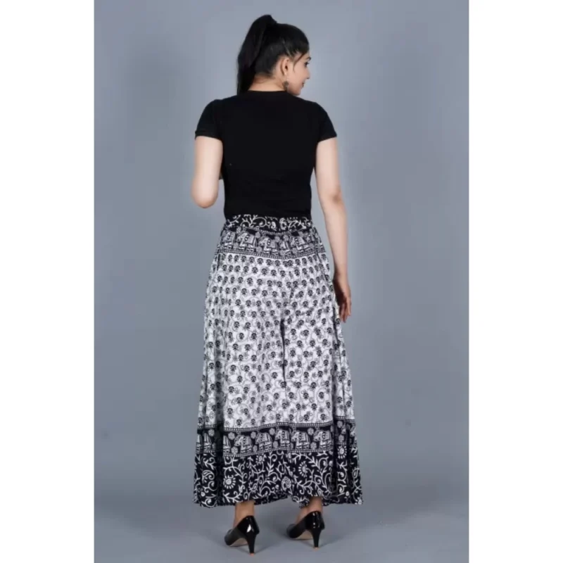 Generic Women's Cotton Jaipur Printed Elastic Palazzo Pant (Black, Free Size) - Image 3
