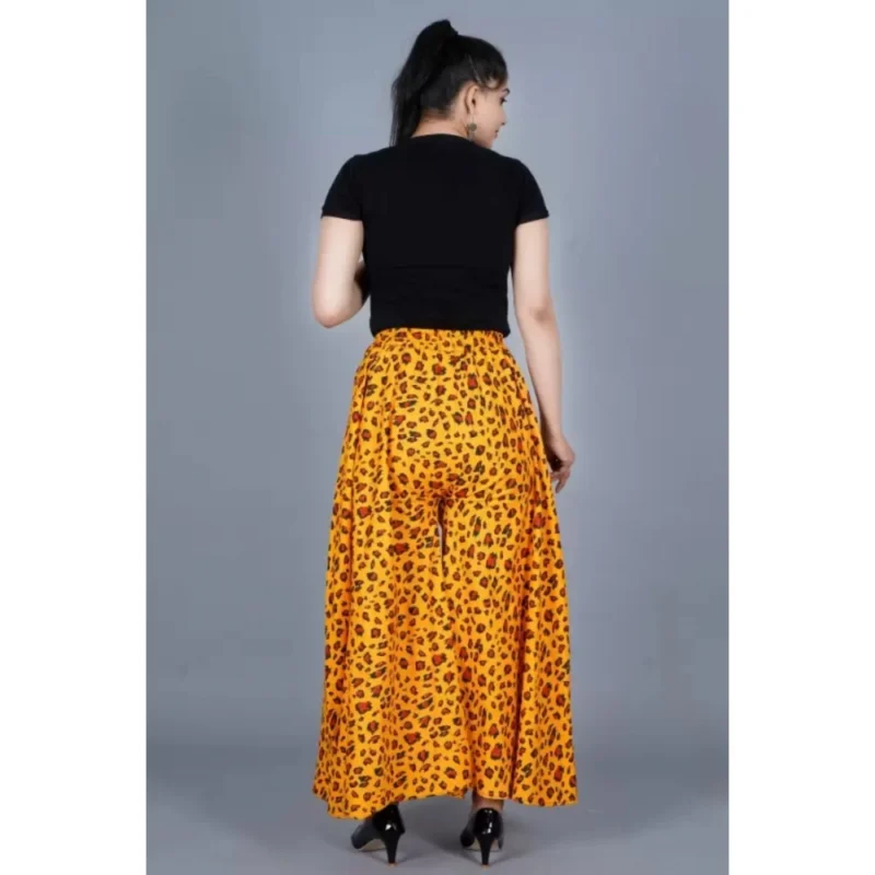 Generic Women's Cotton Printed Elastic Palazzo Pant (Yellow, Free Size) - Image 3
