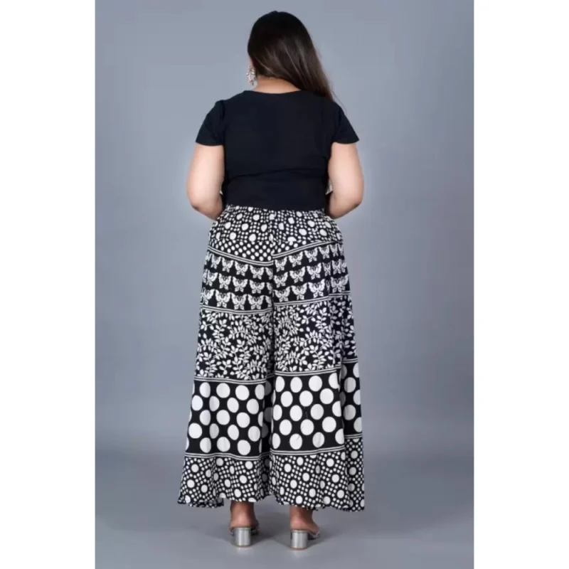 Generic Women's Cotton Printed Elastic Palazzo Pant (Black, Free Size) - Image 3