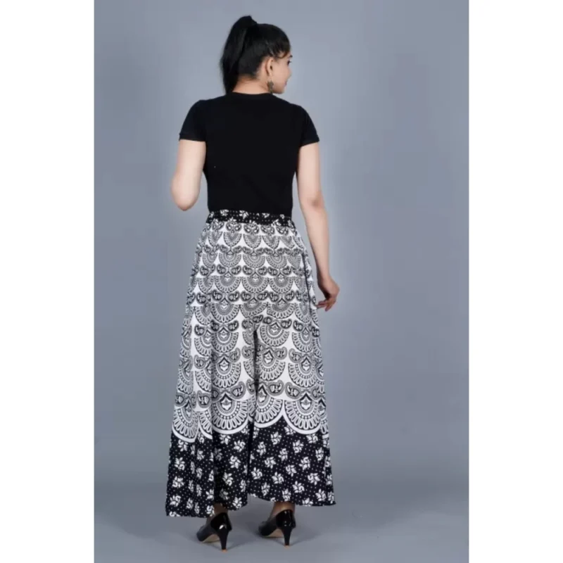 Generic Women's Cotton Jaipur Printed Elastic Palazzo Pant (Black, Free Size) - Image 3