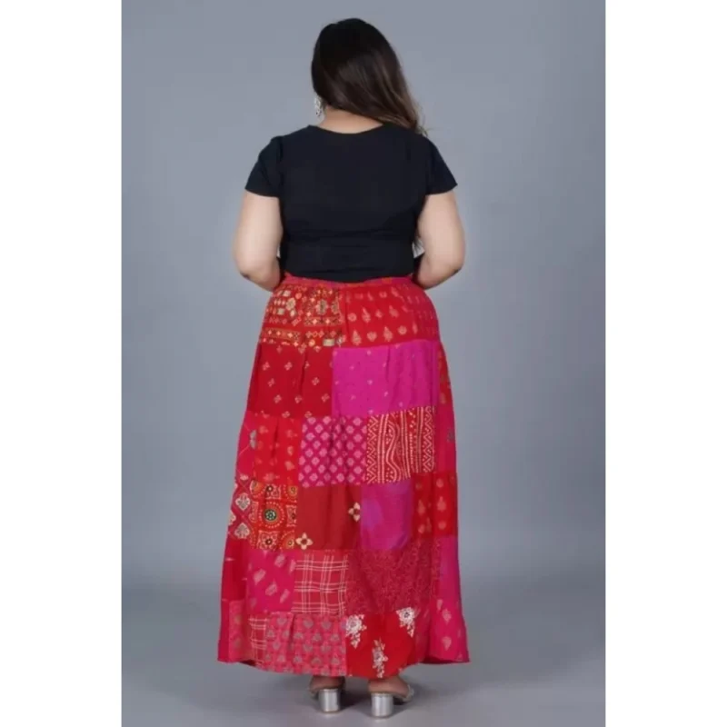 Generic Women's Rayon Printed Elastic Skirt (Multicolor, Free Size) - Image 3