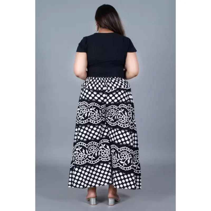 Generic Women's Cotton Printed Elastic Palazzo Pant (Black, Free Size) - Image 3