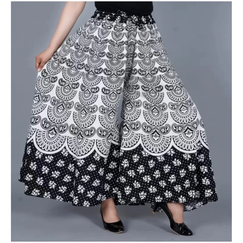 Generic Women's Cotton Jaipur Printed Elastic Palazzo Pant (Black, Free Size) - Image 2