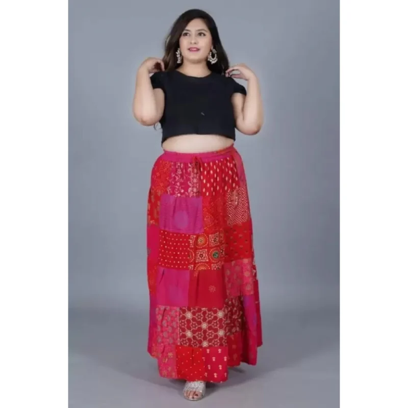 Generic Women's Rayon Printed Elastic Skirt (Multicolor, Free Size) - Image 2