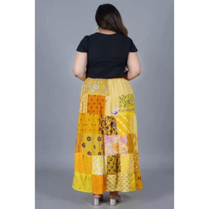 Generic Women's Rayon Printed Elastic Skirt (Multicolor, Free Size) - Image 3