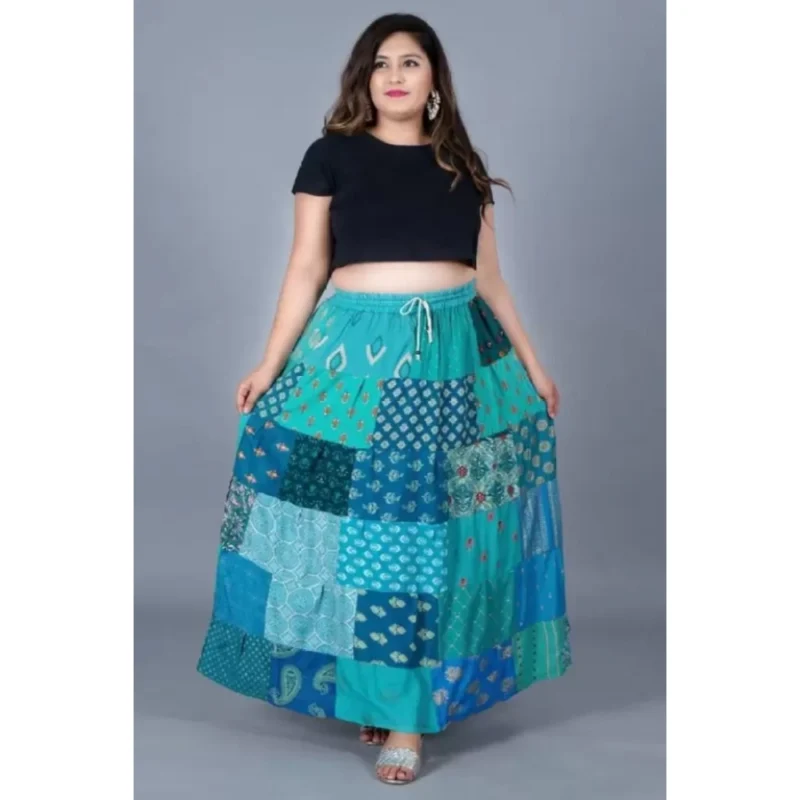 Generic Women's Rayon Printed Elastic Skirt (Multicolor, Free Size) - Image 2
