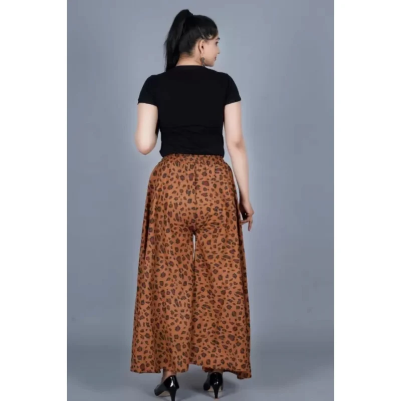Generic Women's Cotton Printed Elastic Palazzo Pant (Brown, Free Size) - Image 3