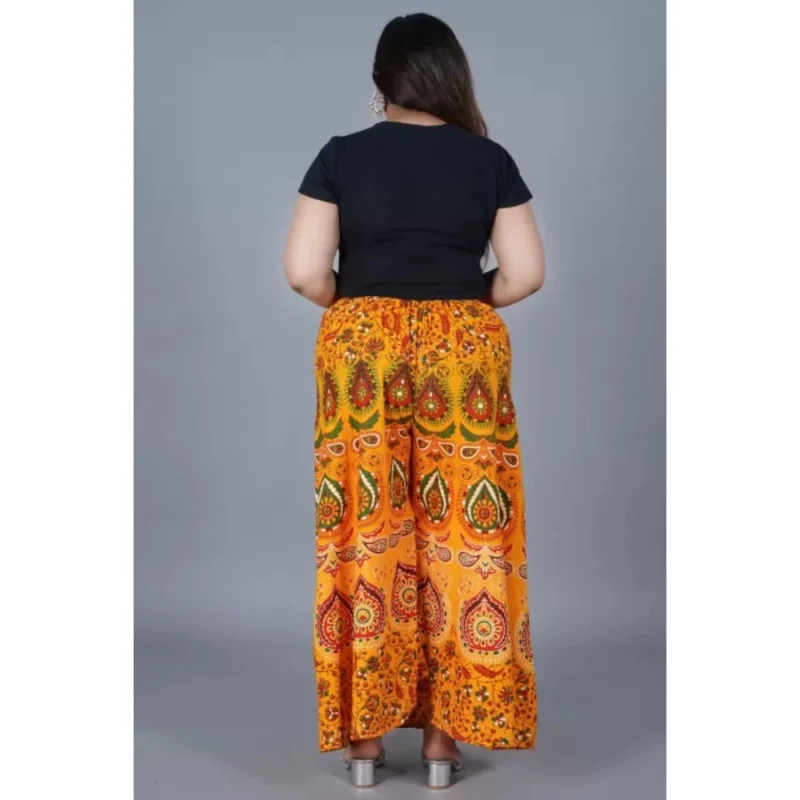 Generic Women's Cotton Jaipur Printed Elastic Palazzo Pant (Yellow, Free Size) - Image 3