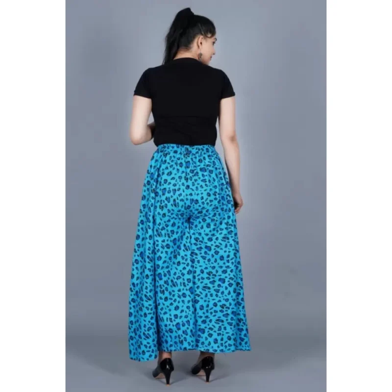 Generic Women's Cotton Printed Elastic Palazzo Pant (Light Blue, Free Size) - Image 3