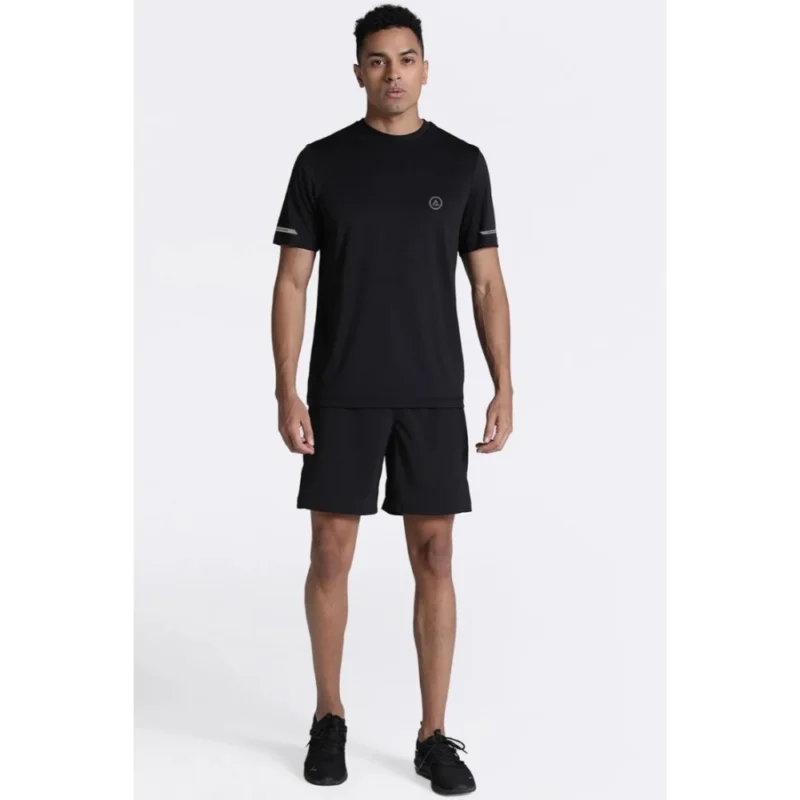 Generic Men's Casual Half sleeve Solid Polyester Crew Neck T-shirt (Black) - Image 3