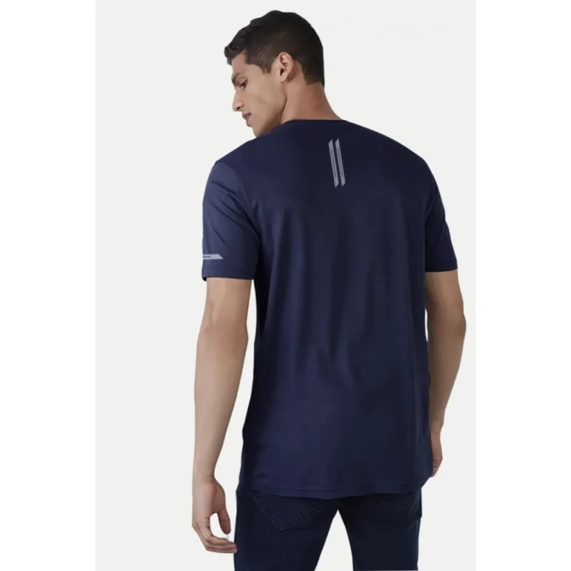Generic Men's Casual Half sleeve Solid Polyester Crew Neck T-shirt (Navy) - Image 2