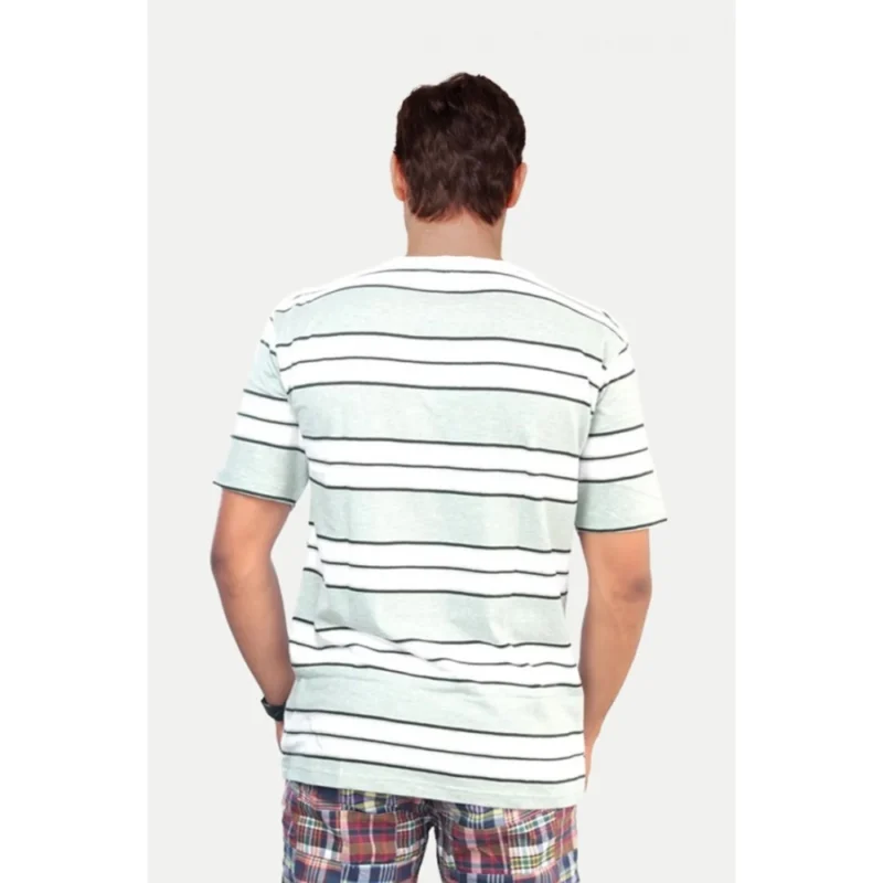 Generic Men's Casual Half sleeve Stripped Cotton Crew Neck T-shirt (White ) - Image 2