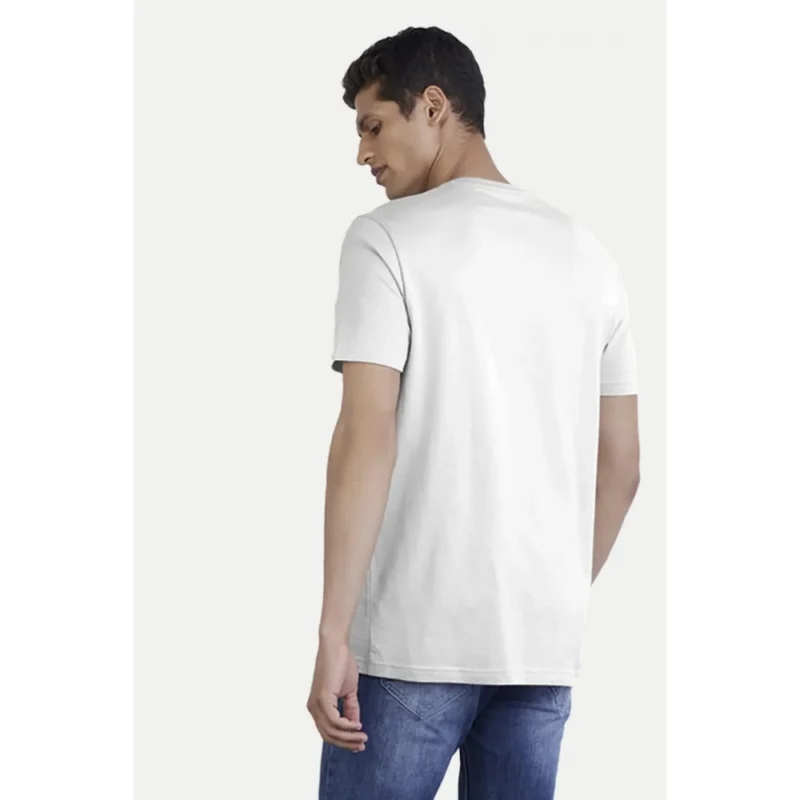 Generic Men's Casual Half sleeve Printed Polyester Crew Neck T-shirt (White) - Image 2