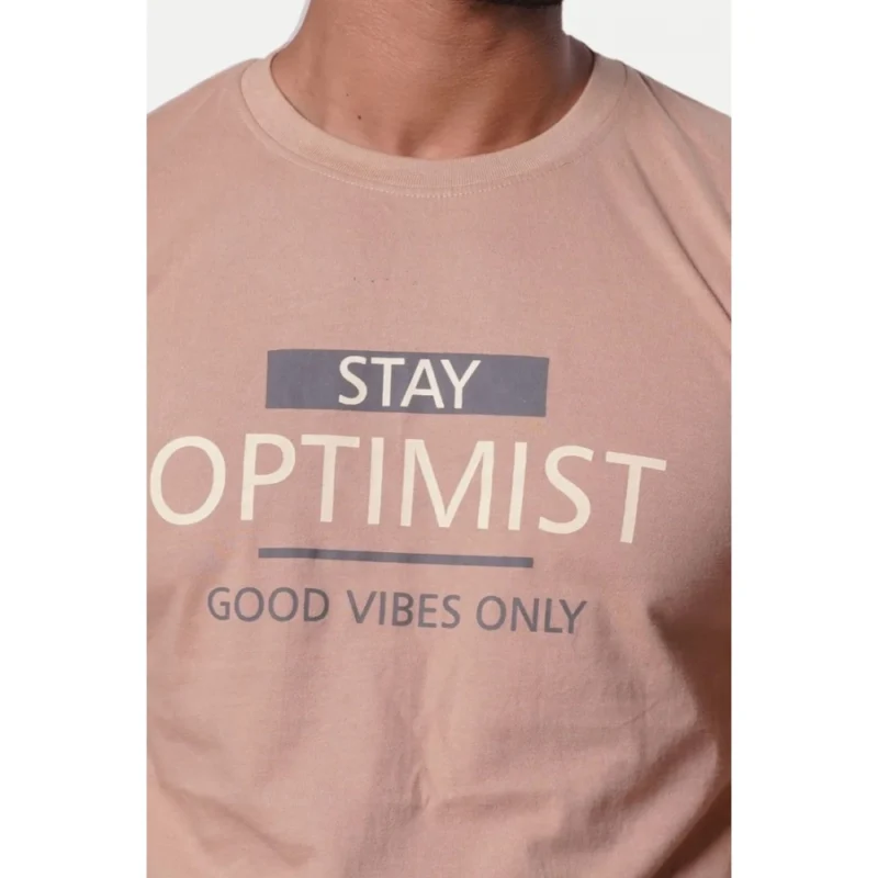 Generic Men's Casual Half sleeve Optimist Printed Cotton Crew Neck T-shirt (Pink) - Image 3