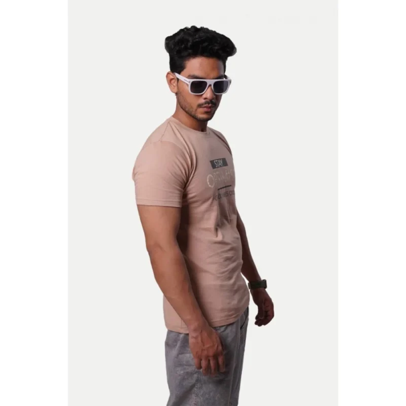 Generic Men's Casual Half sleeve Optimist Printed Cotton Crew Neck T-shirt (Pink) - Image 4