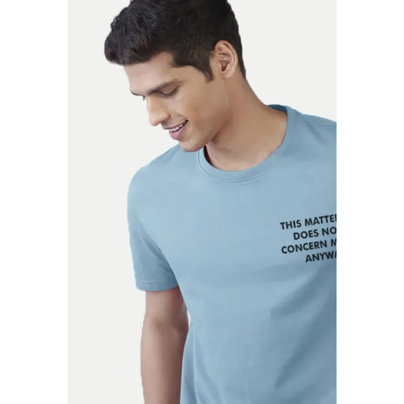 Generic Men's Casual Half sleeve Printed Cotton Round Neck T-shirt (Teal) - Image 3