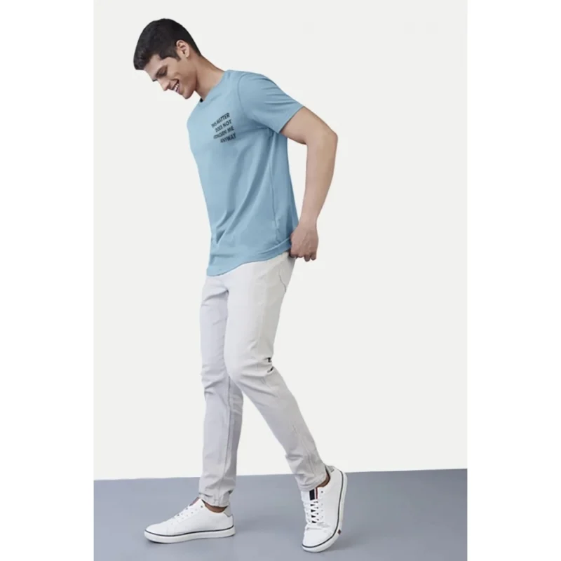 Generic Men's Casual Half sleeve Printed Cotton Round Neck T-shirt (Teal) - Image 5