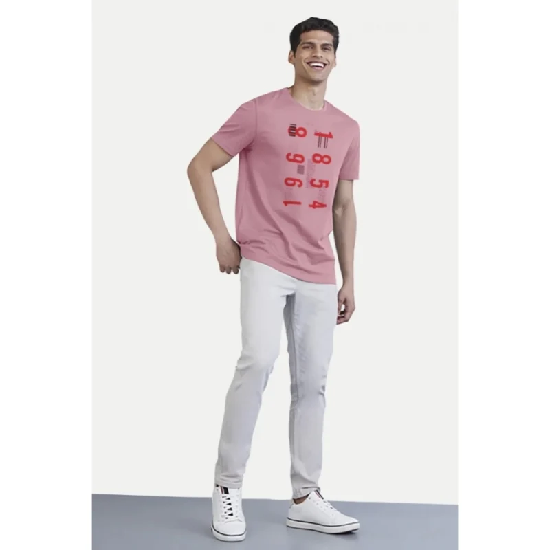 Generic Men's Casual Half sleeve Printed Cotton Crew Neck T-shirt (Pink) - Image 5