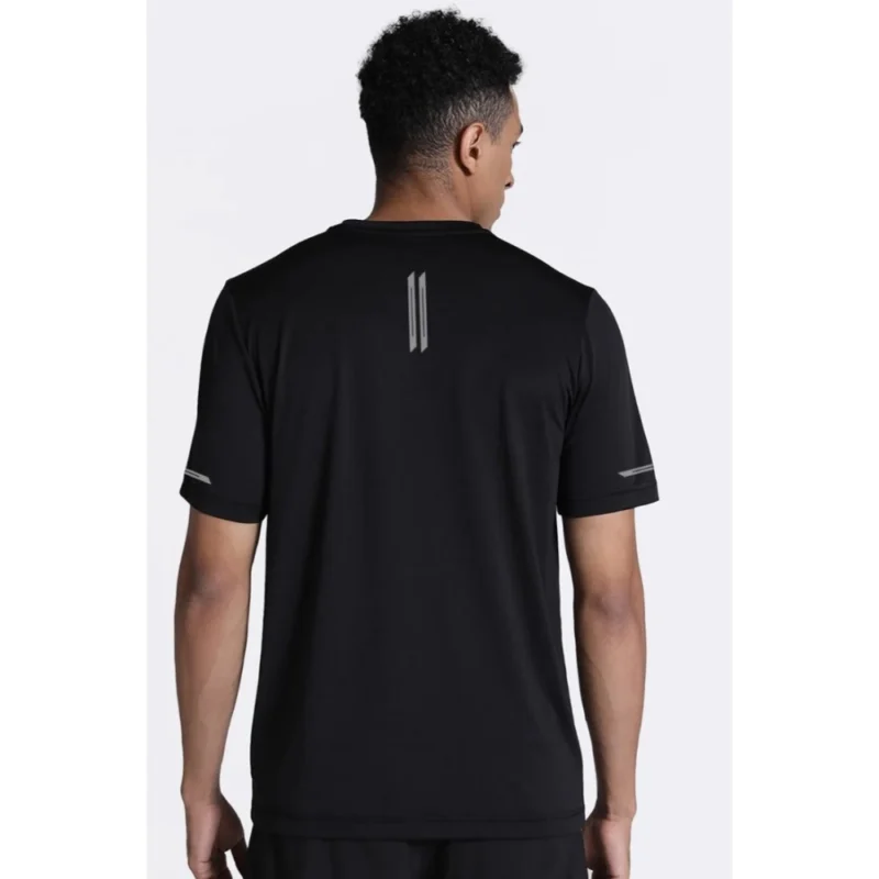 Generic Men's Casual Half sleeve Solid Polyester Crew Neck T-shirt (Black) - Image 2