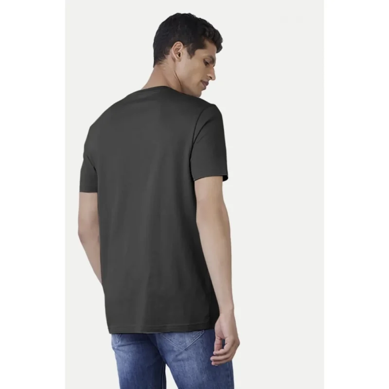 Generic Men's Casual Half sleeve Printed Cotton Round Neck T-shirt (Dark Grey) - Image 2