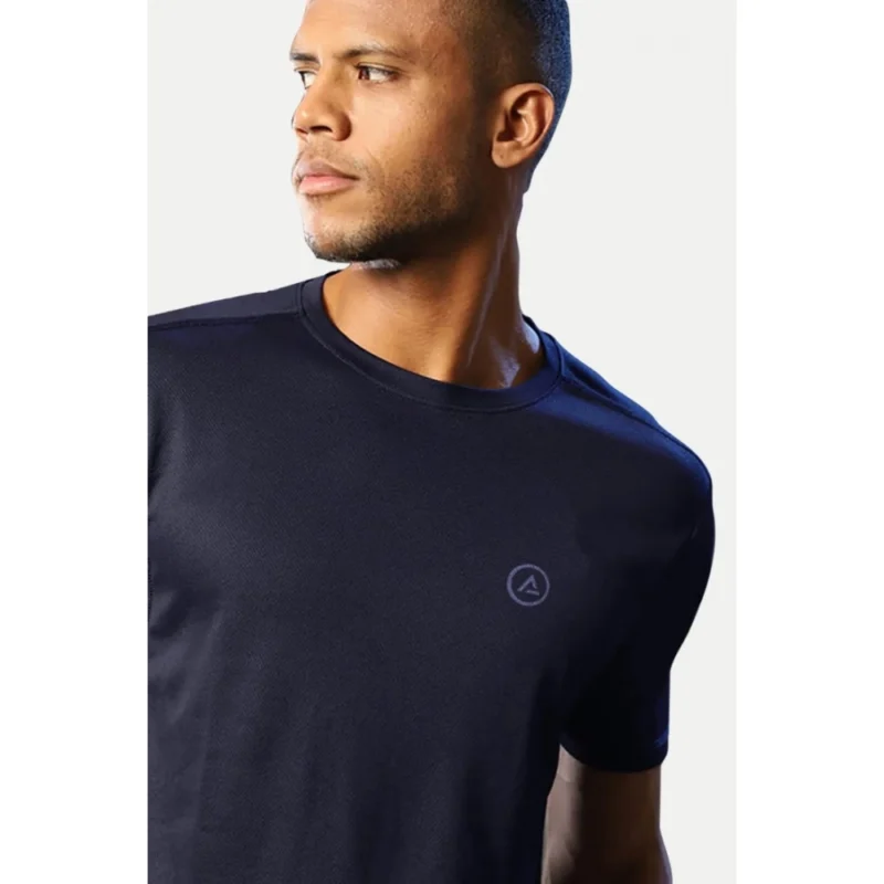 Generic Men's Casual Half sleeve Solid Polyester Crew Neck T-shirt (Navy) - Image 6