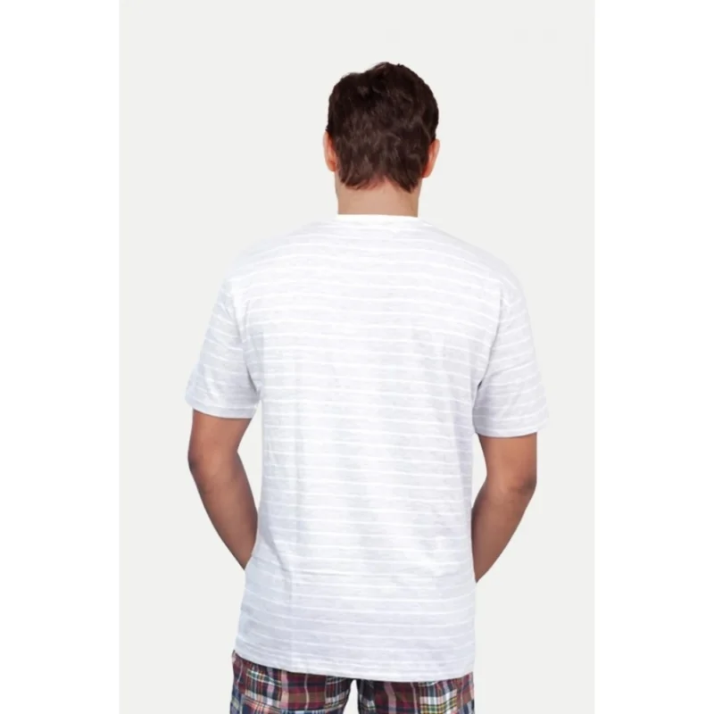 Generic Men's Casual Half sleeve Stripped Cotton Crew Neck T-shirt (Grey ) - Image 2