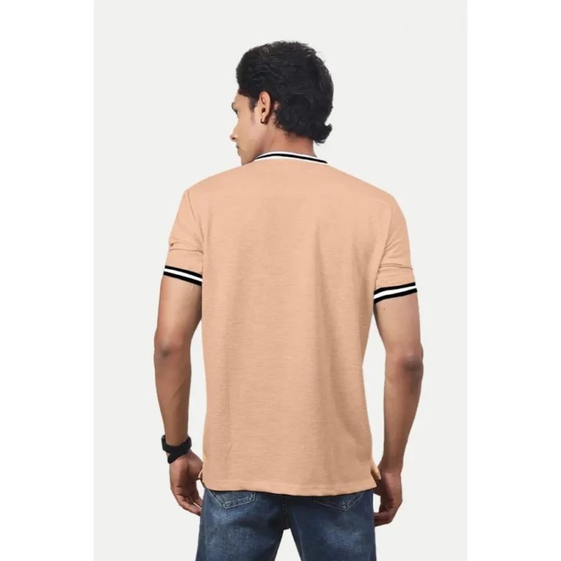 Generic Men's Casual Half sleeve Printed Cotton Crew Neck T-shirt (Coral) - Image 2
