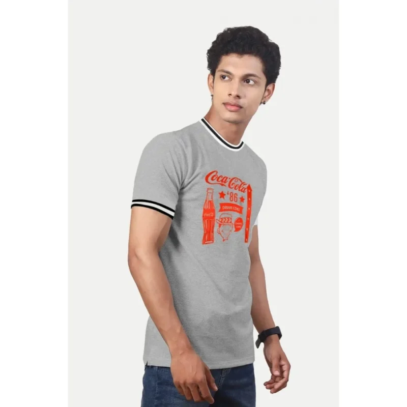Generic Men's Casual Half sleeve Printed Cotton Crew Neck T-shirt (Grey Melange) - Image 3