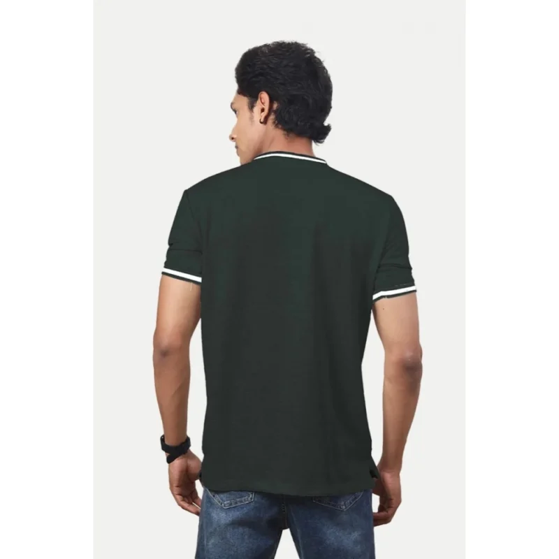 Generic Men's Casual Half sleeve Solid Polyester Crew Neck T-shirt (Olive) - Image 2