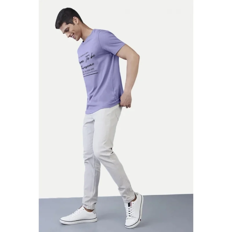 Generic Men's Casual Half sleeve Printed Cotton Crew Neck T-shirt (Purple) - Image 5