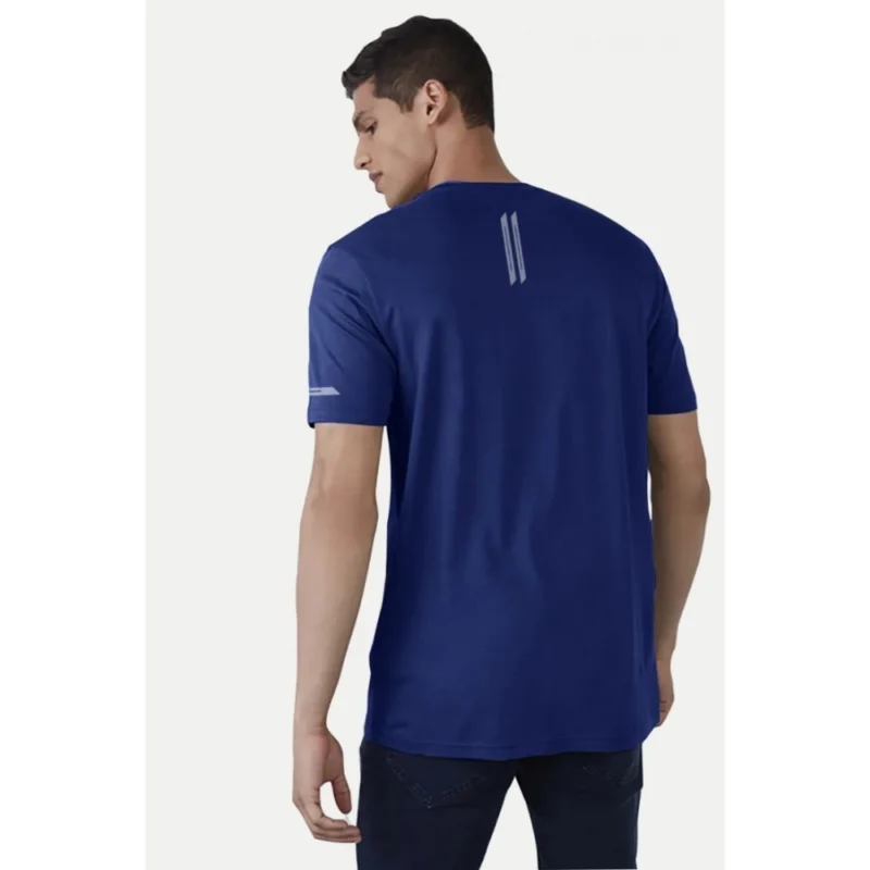Generic Men's Casual Half sleeve Solid Polyester Crew Neck T-shirt (Blue) - Image 2
