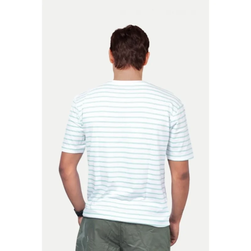 Generic Men's Casual Half sleeve Stripped Cotton Crew Neck T-shirt (Green) - Image 2
