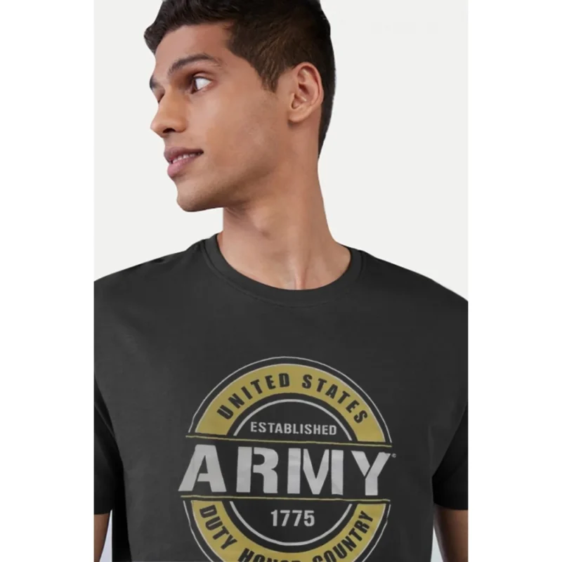 Generic Men's Casual Half sleeve Printed Cotton Crew Neck T-shirt (Black) - Image 3