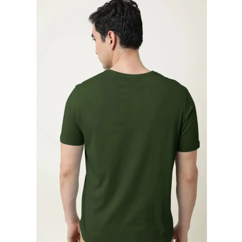 Generic Men's Casual Half sleeve Solid Cotton V Neck T-shirt (Olive) - Image 2