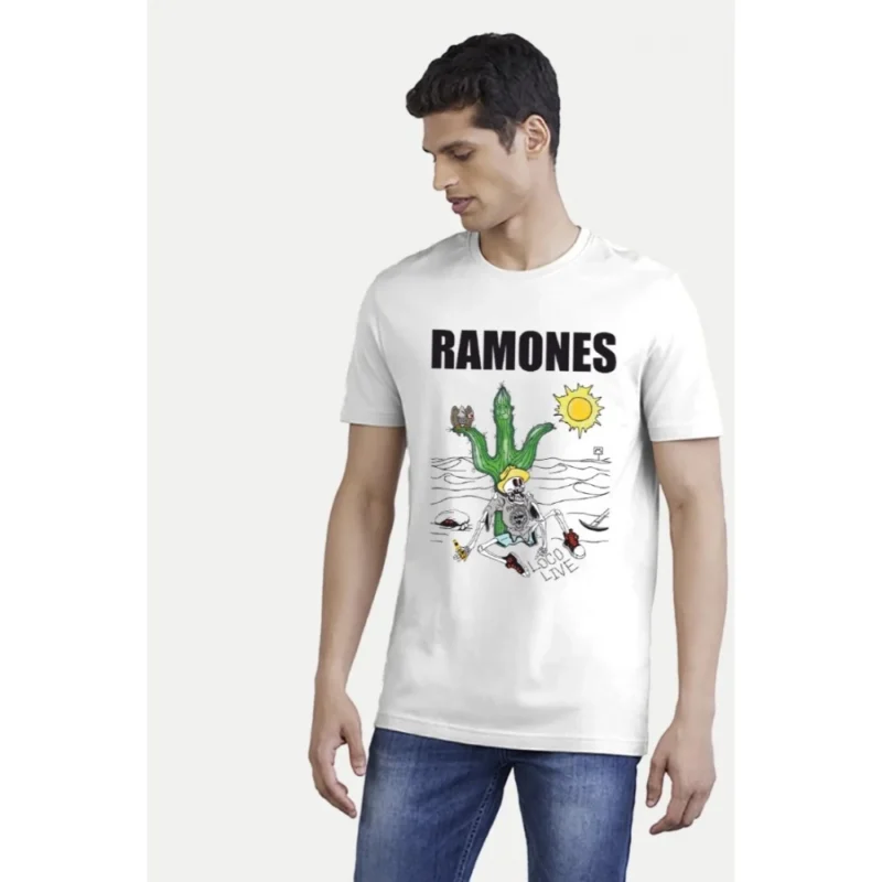 Generic Men's Casual Half sleeve Printed Polyester Crew Neck T-shirt (White) - Image 3