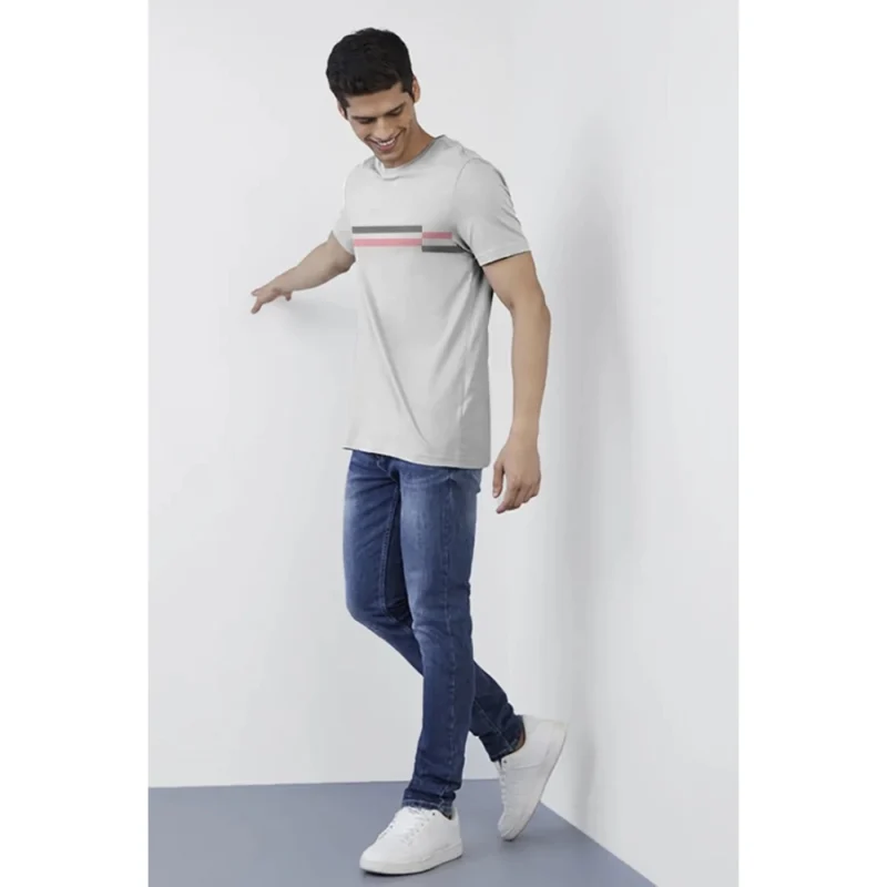 Generic Men's Casual Half sleeve Solid Cotton Crew Neck T-shirt (Light Grey) - Image 5