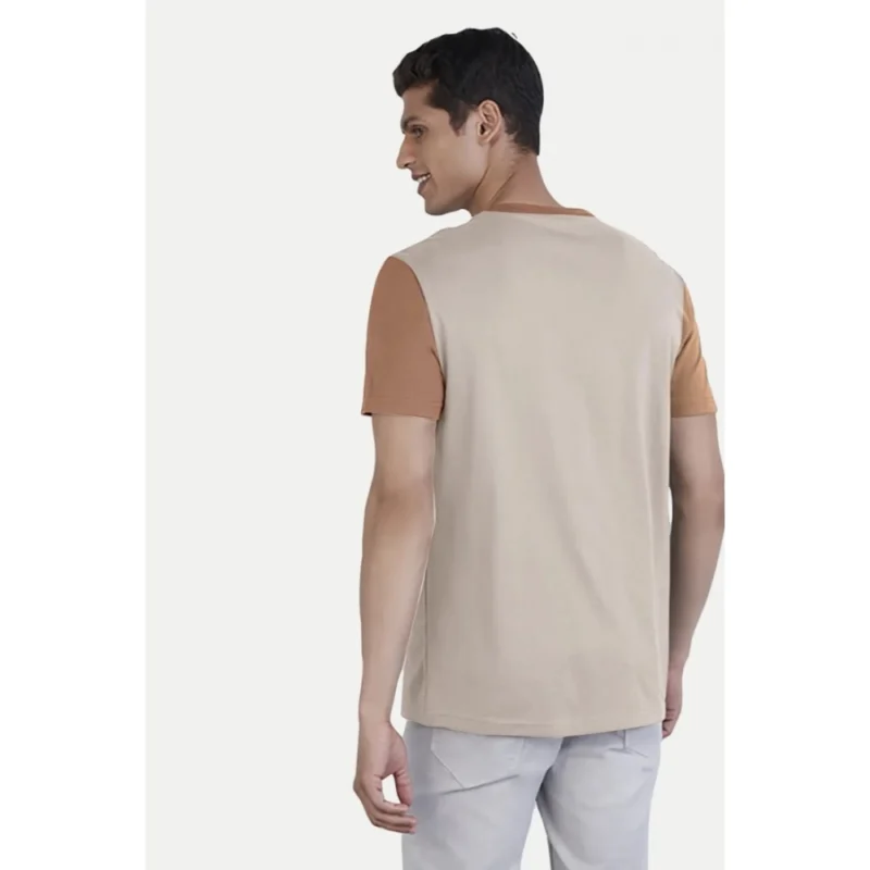 Generic Men's Casual Half sleeve Printed Cotton Crew Neck T-shirt (Cream) - Image 2