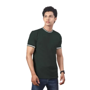 Generic Men's Casual Half sleeve Solid Polyester Crew Neck T-shirt (Olive)